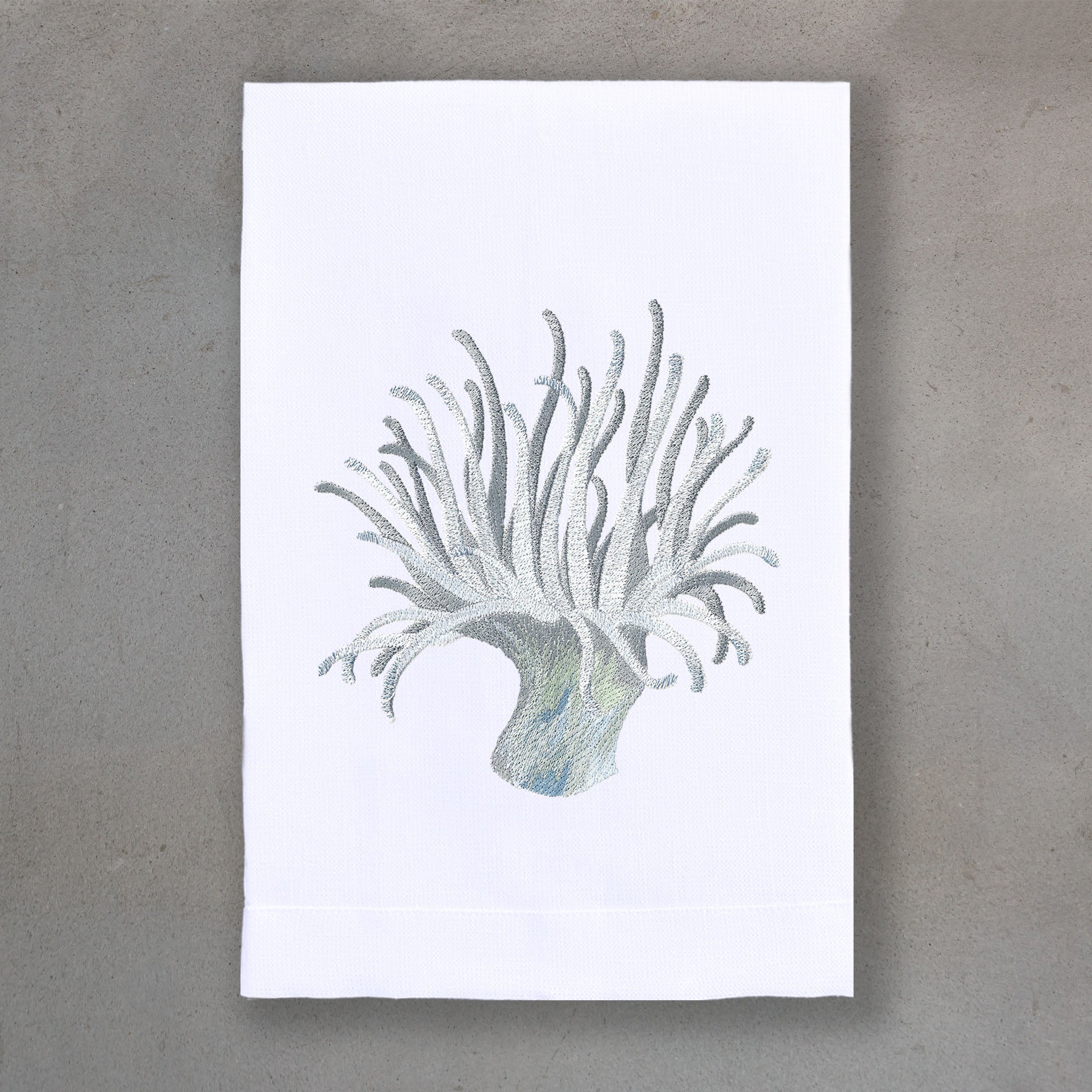 Sea Anemone Silver | White Linen