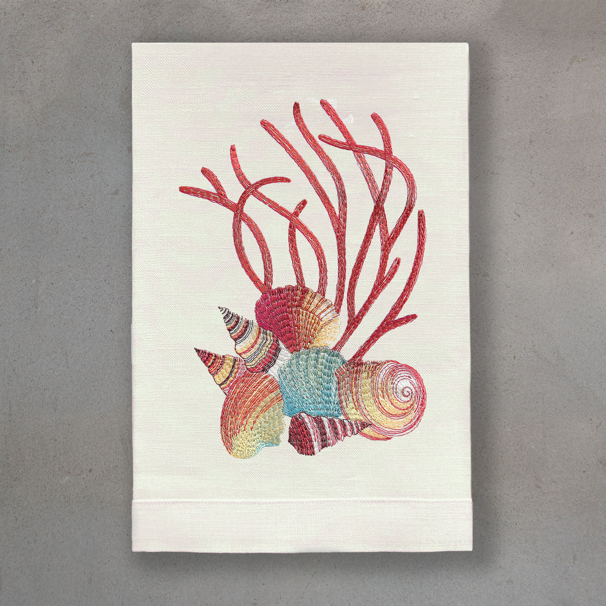 Shells Red | Ivory Linen
