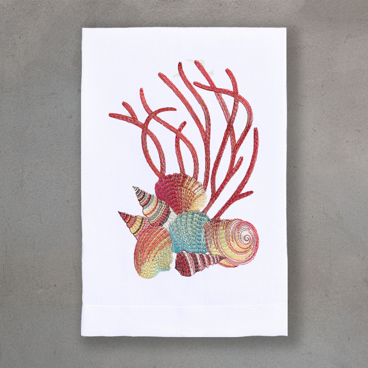 Shells Red | White Linen