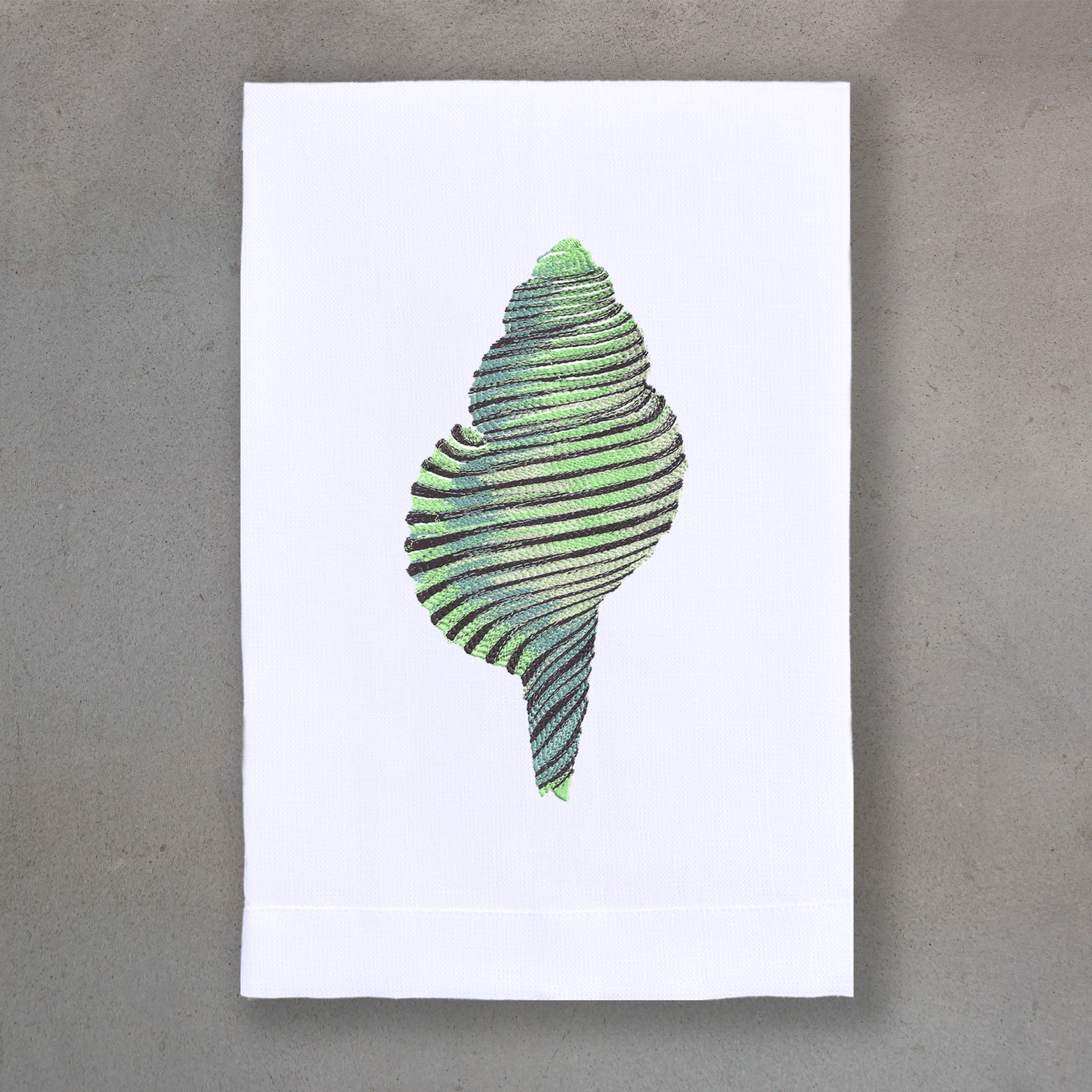 Spiral Shell Green | White Linen