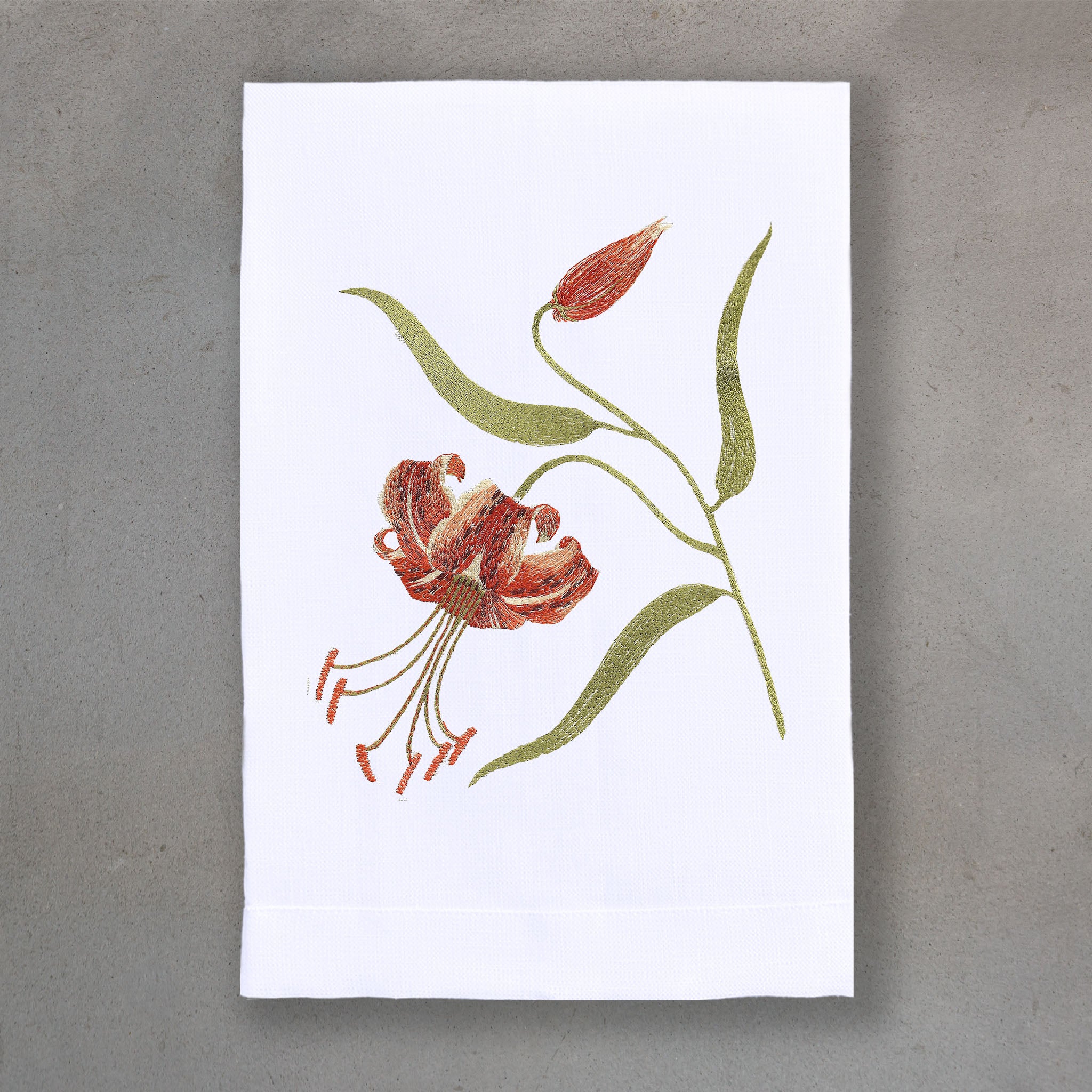Tiger Lily Orange | White Linen