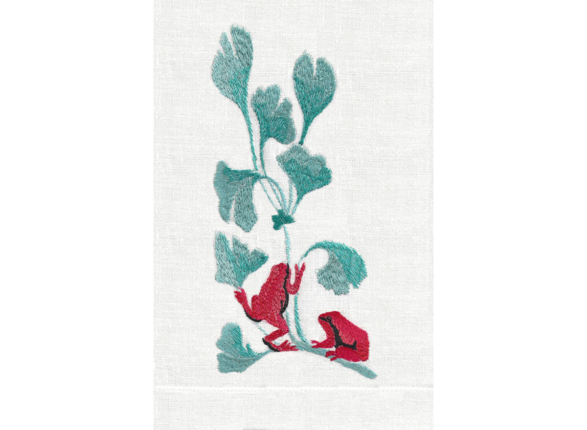 Red Frog on Blue Ginkgo