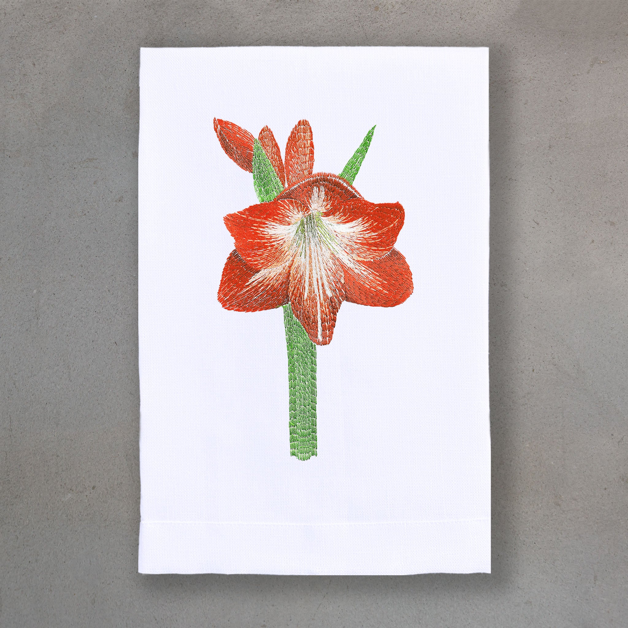 Amaryllis Red | White Linen