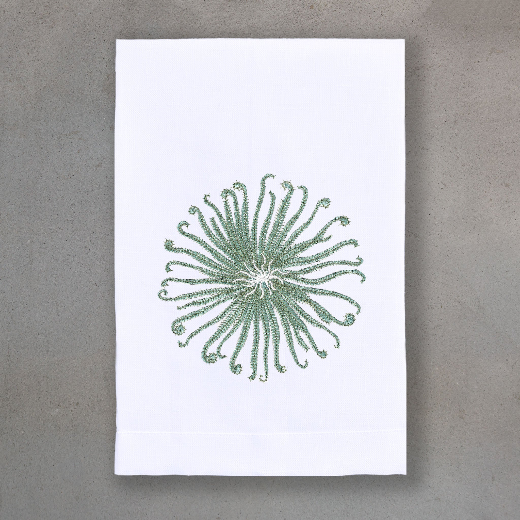 Curly Urchin Green | White Linen