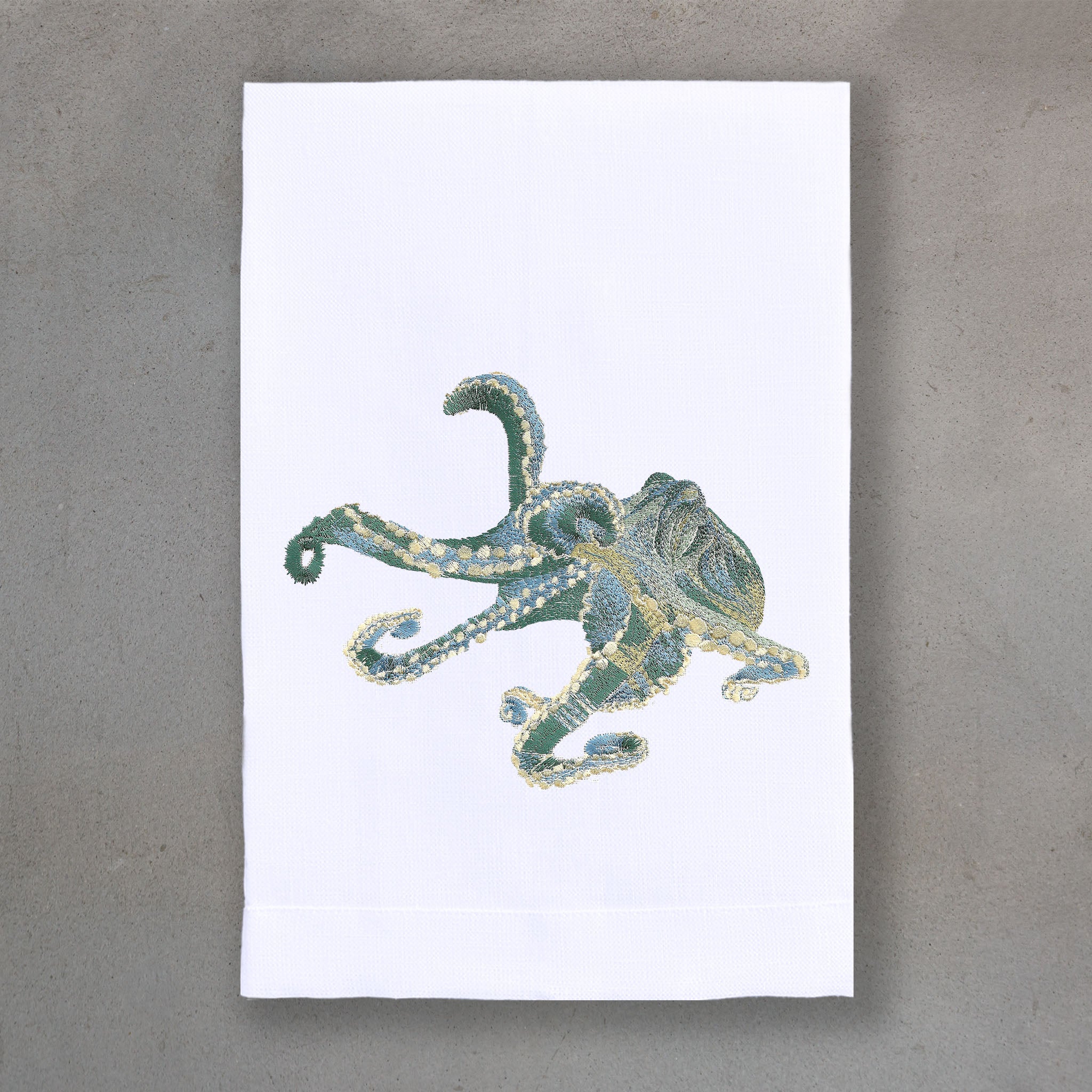 Octopus Sea Green | White Linen