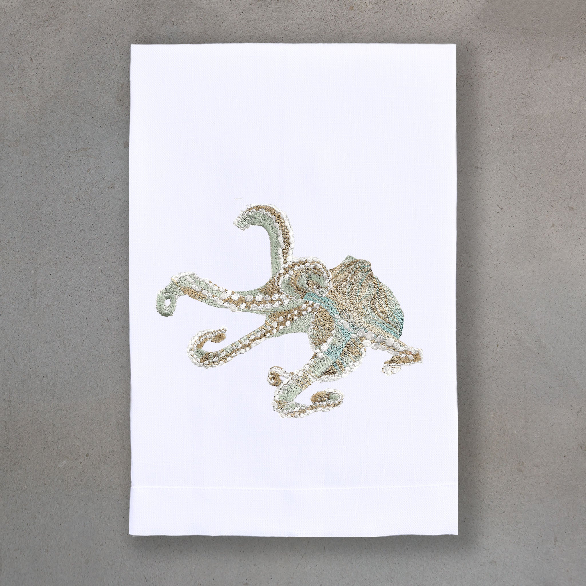 Octopus Teal | White Linen