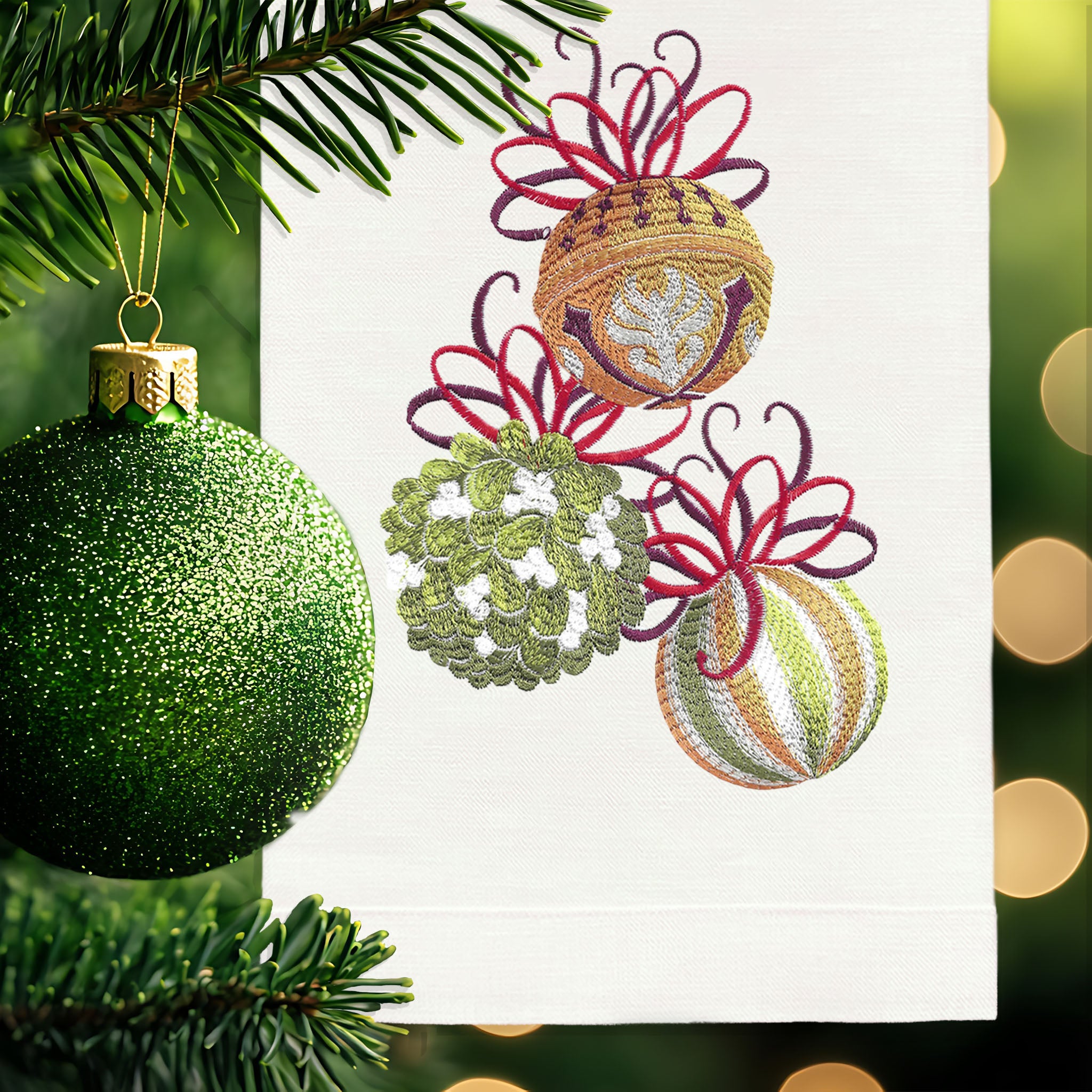 Ornament Green | White Linen