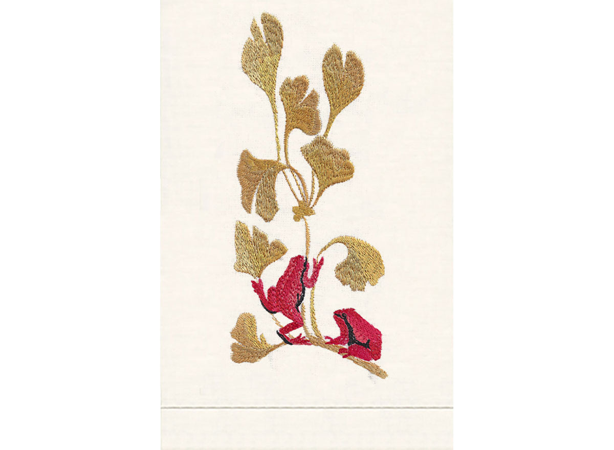 Red Frog on Gold Ginkgo