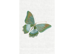 Butterfly ONE in Aqua on white linen